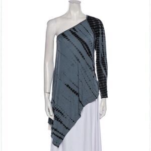 Kaufman Franco Asymmetrical Blue and Black Tie-Dye Top Tunic Size L